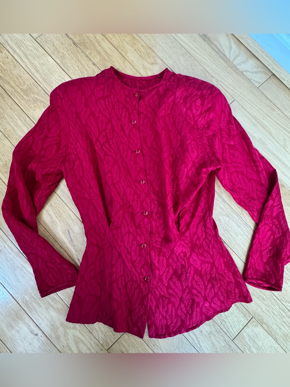 Vintage 90s Spitalnick Fifth Ave Red Structured Silk Blouse S